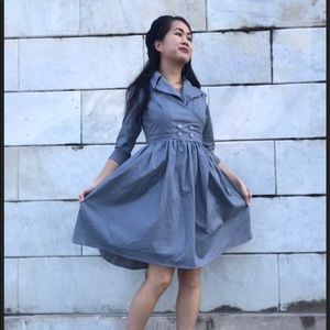 Vintage Inspired Grey Trench Coat Dress